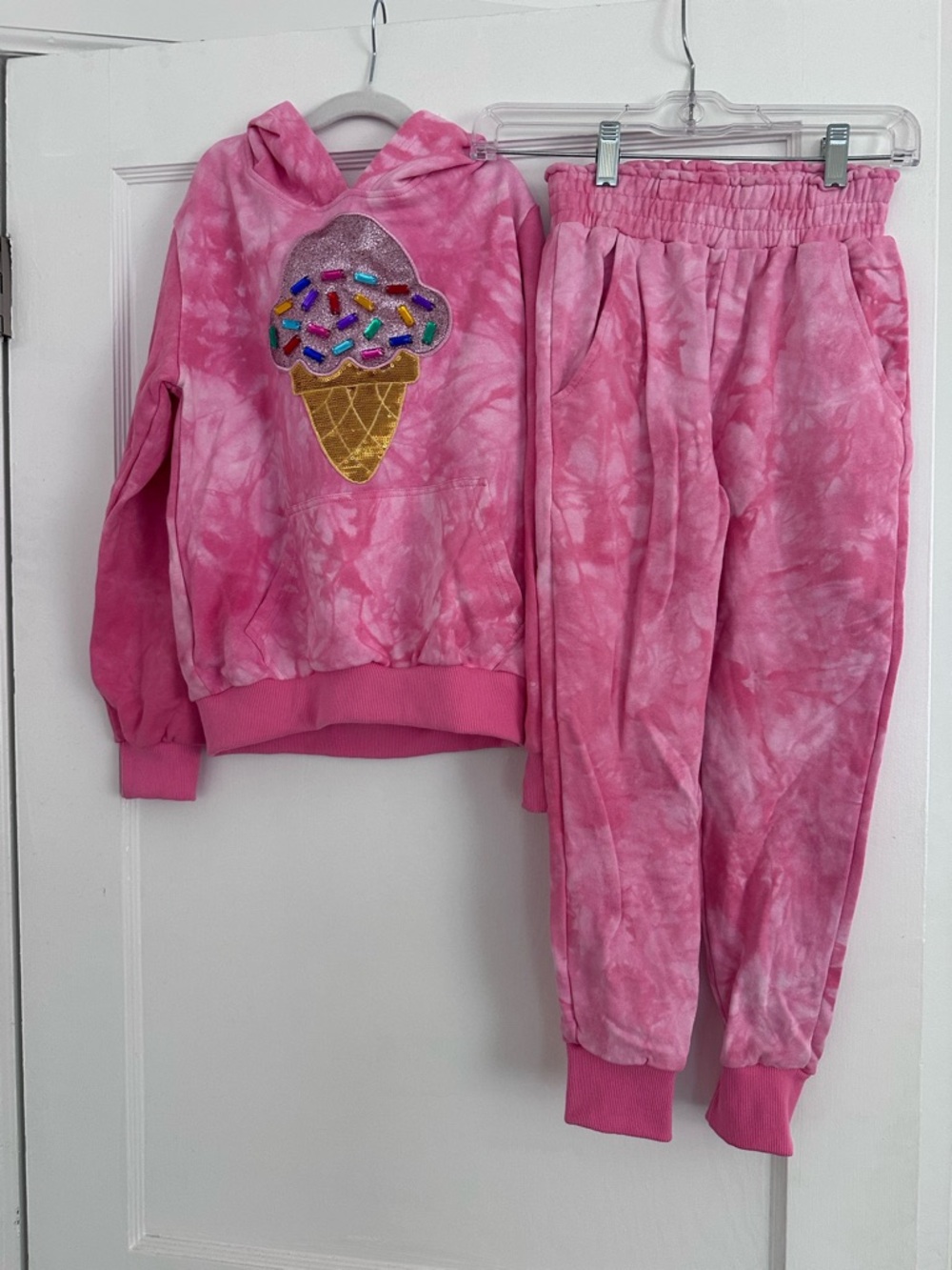 Lola + The Boys Pink Tie-Dye Ice Cream Hoodie & Jogger Set
